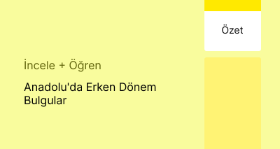 Anadolu'da Tarih Öncesi Dönem Bulguları (Özet)