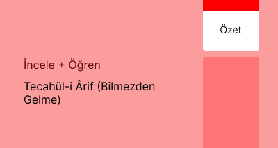 Tecahül-i Ârif (Bilmezden Gelme) (Özet)